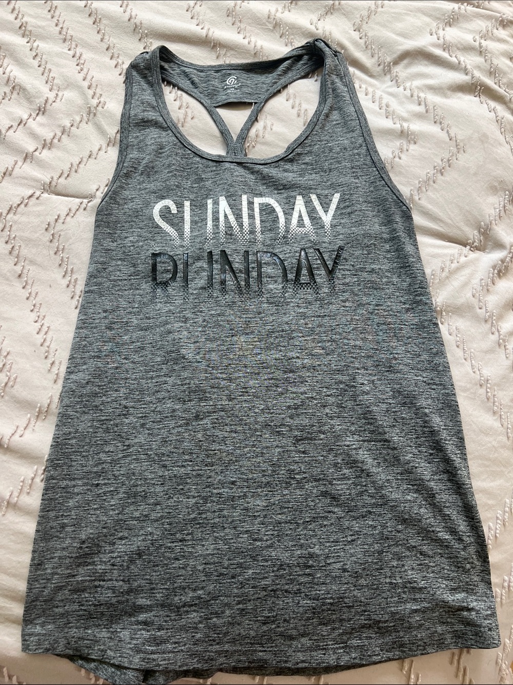 Champion Gray 'SUNDAY' Graphic Racerback Tank